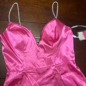 David's Bridal Fuschia Satin Formal Gown NEW